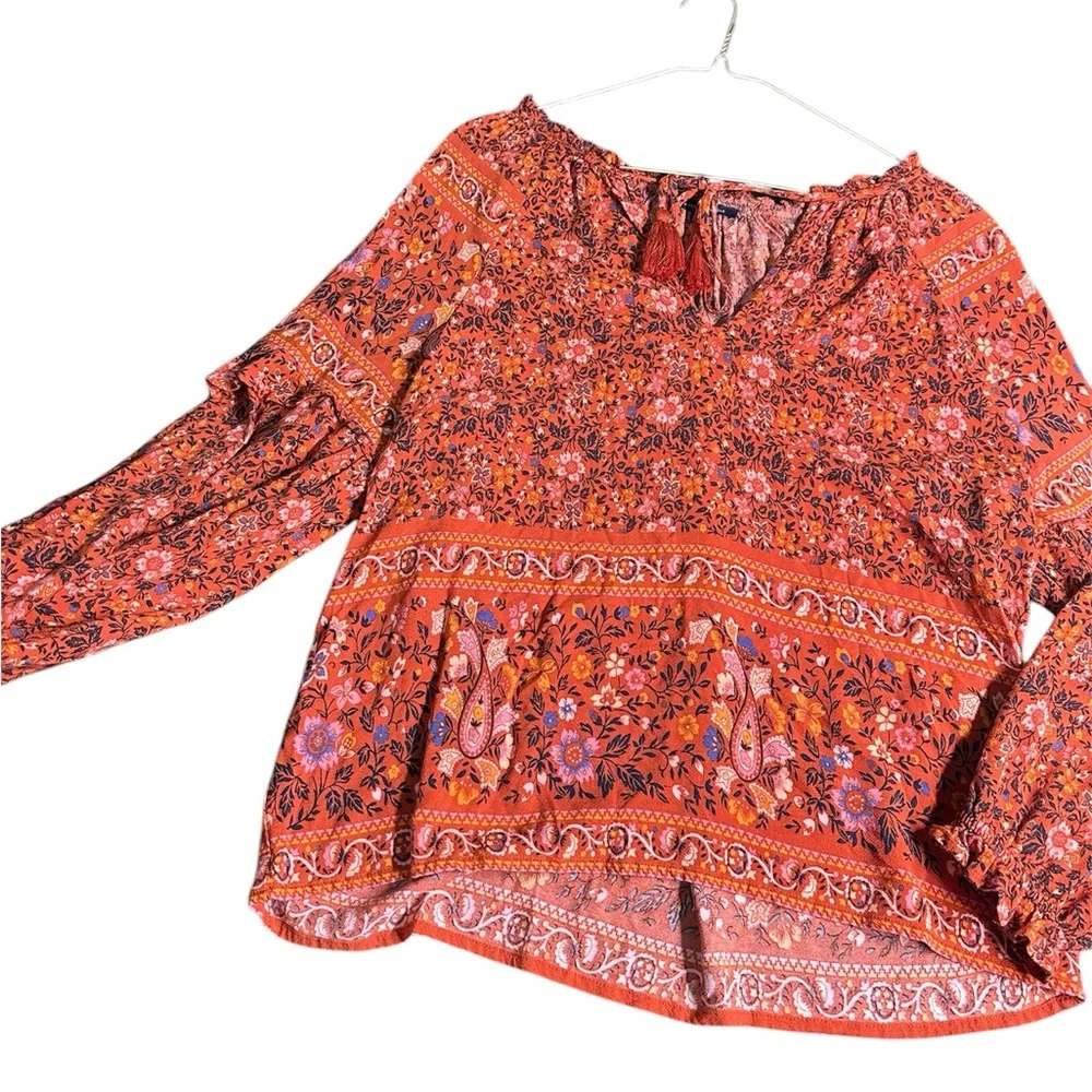 American eagle flowy orange blouse - Picture 2 of 4